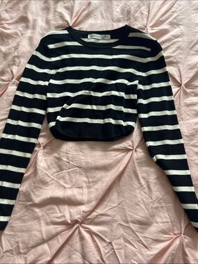 Altar'd State Black and White Striped Crop Top
